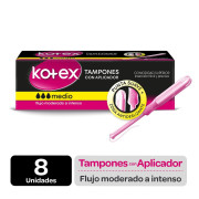 Tampón Tampax con Aplicador Medio Flujo Moderado a Intenso 8 un