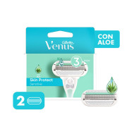 Repuesto Maquina De Afeitar Venus Skin Protect Sensitive Con Aloe Y Skinelixir, 2 Unidades