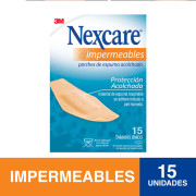 Parche Impermeable Acolchado y Flexible, 15 un. Tamaño único. Nexcare