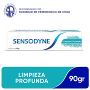 Sensodyne Limpieza Profunda Gel Dental de uso diario para dientes sensibles, 90g.