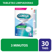 Tabletas Corega Limpiadoras de Protesis Dentales Efervescente 30 un