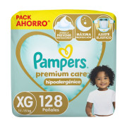Pañales Pampers Premium Care Hipoalergénico XG 128 un