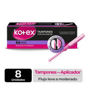 Tampón Kotex Con Aplicador Mini Flujo Leve a Moderado 8 un