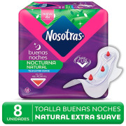 Toalla Higiénica Nosotras Buenas Noches Flujo Abundante Suave 8 un