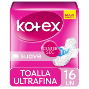 Toallas Higiénicas Kotex Ultrafina Suave Con Alas 16 un