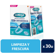 Tabletas Corega Limpiadoras de Protesis Dentales Pro Ortodoncia 30 un
