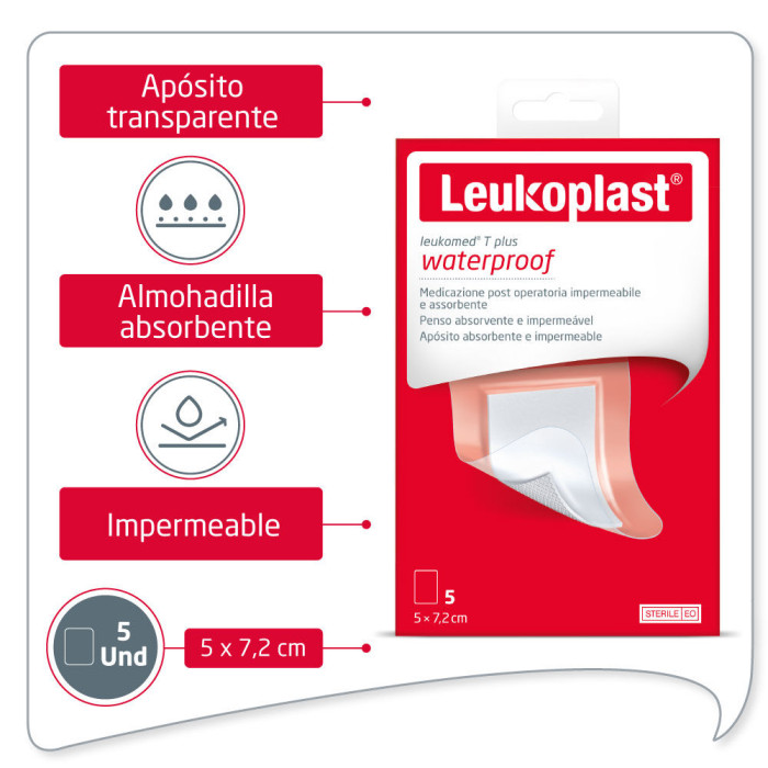 Leukomed Medicazione Adesiva Conformabile, 5 Pezzi 5x7,2 Cm, Per Pelli Fragili