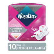 Nosotras Toalla Higienica Ultrafina Invisible Con Gel Tela Malla x 10 Unidades