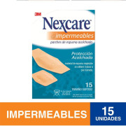 Parches Impermeables Acolchados y Flexibles, 15 un. Tamaños surtidos. Nexcare