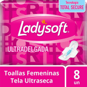 Ladysoft Toalla Higienica Ultra Delgada Tela Ultraseca Con Alas x 8 Unidades