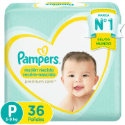 Pañales Pampers Premium Care Recien Nacido P 36 un