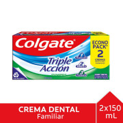 Pasta Dental Colgate Tiple Acción 75 mL 2 un
