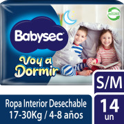 Pañales Babysec Voy A Dormir S/M 14 un