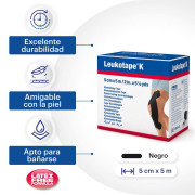 Leukotape K Tape Neuromuscular Negro 5cm x 5m 1 Und.