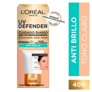 Uv Defender Crema Facial Anti-Fotoenvejecimiento Fps50 + Ácido Hialurónico Anti Brillo con Color 40 grs