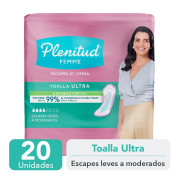 Toalla para Incontinencia Urinaria Ultra Sin Alas 20 unidades