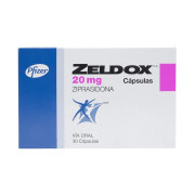 Zeldox Ziprasidona 20 mg 30 Cápsulas