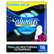 Toalla Higiénica Nocturna Ultradelgada Tela Malla 16 Unidades