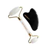White Roller + Black Gua-Sha Set para masajear y tonificar tu rostro