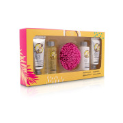 Set Crema Manos Vainilla 50 mL X2 + Shower Gel 100 mL + Esponja + Body Loción 100 mL