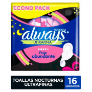 Toalla Higiénica Nocturna Ultradelgada Tela Suave  16 Unidades