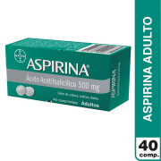 Aspirina Adulto Acido Acetilsalicilico 500 mg 40 Comprimidos