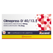 Olmepress-D 40/12,5 Olmesartán 40 mg Hidroclorotiazida 12,5 mg 30 Comprimidos Recubiertos