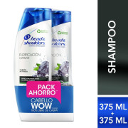 Pack Shampoo Purificacion Capilar Carbón Activo 2 unidades 375 mL