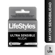 LifeStyle Nuda Ultra Sensibles 3 Preservativos