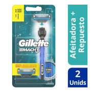 Mach 3 Maquina de Afeitar Recargable con Acqua Grip + Repuesto x2
