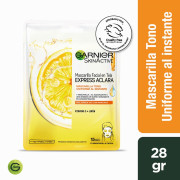 Skin Active Mascarilla Facial En Tela Express Aclara Vitamina C + Limón X1