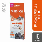 Millefiori Detox Bandas Depilatorias Faciales Carbón y Coco X16