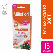 Millefiori Soft Bandas Depilatorias Faciales Acai y Goji Piel Sensible X16