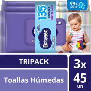 Toallitas Húmedas  Premium Aloe Vera & Vitamina E Pack de 135 Toallitas