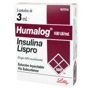 Humalog Insulina Lispro 100 UI 5 Cartridge
