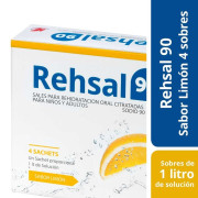 Rehsal-90 Sales Hidratantes Sodio 4 Sobres Sabor Limón
