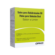 Sales para Rehidratación 90 Cloruro de Sodio 3,5 gr Polvo para Suspensión Oral 4 Sobres Sabor Limón