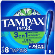 Tampón Pearl Super Con Aplicador Flujo Moderado a Intenso 8 Unidades