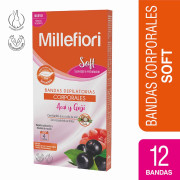 Millefiori Soft Bandas Depilatorias Corporales Acai y Goji Piel Sensible X12
