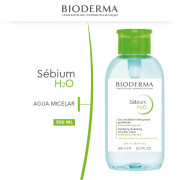 Sebium H2O Agua Micelar Pieles Grasas Mixtas O con Tendencia Acnéica 500 mL con Pompa