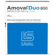 Amoval Duo Amoxicilina 800 mg/5 mL x 70 mL Polvo Para Suspensión Oral
