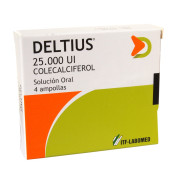 Deltius Colecalciferol 25.000 UI Solucion Oral 1 mL 4 Ampollas