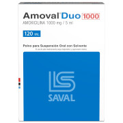 Amoval Duo 1000 mg/5ml x 120 ml Amoxicilina  Polvo para Suspensión Oral con Solvente