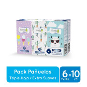 Pañuelo Desechable Triple Hoja, 6 paquetes de 10 pañuelos