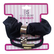 Collets Negros Beauty Secret con Aplicaciones 4 unidades