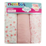Pañal de Gasa Nenitos Rosado 3 Unidades