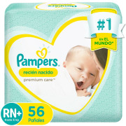 Pañales Desechables Premium Care Talla Rn+ 56 Unidades