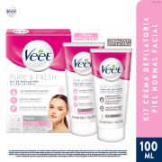 Veet Crema Depilatoria Kit Facial Piel Normal 2 Unidades