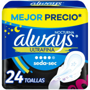 Toallas Nocturnas Always Ultrafina Seda-sec 24 Unidades
