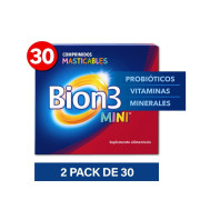Bion3 Mini Multivitamínico para niños con Minerales y Probióticos de sabor Frambuesa 60 Comprimidos Recubiertos - Bion3 - Precio desde $32.599